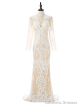 Formal Celebrity Dresses Mermaid Deep V-neck Long Sleeves Slit Sexy Long Evening Dresses